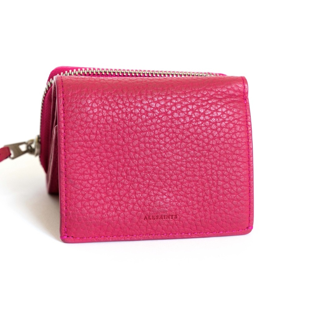 All Saints Fuchsia Pink Grained Wallet Captain